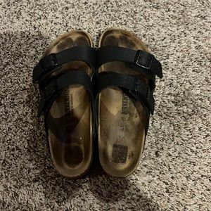 Black leather Birkenstocks